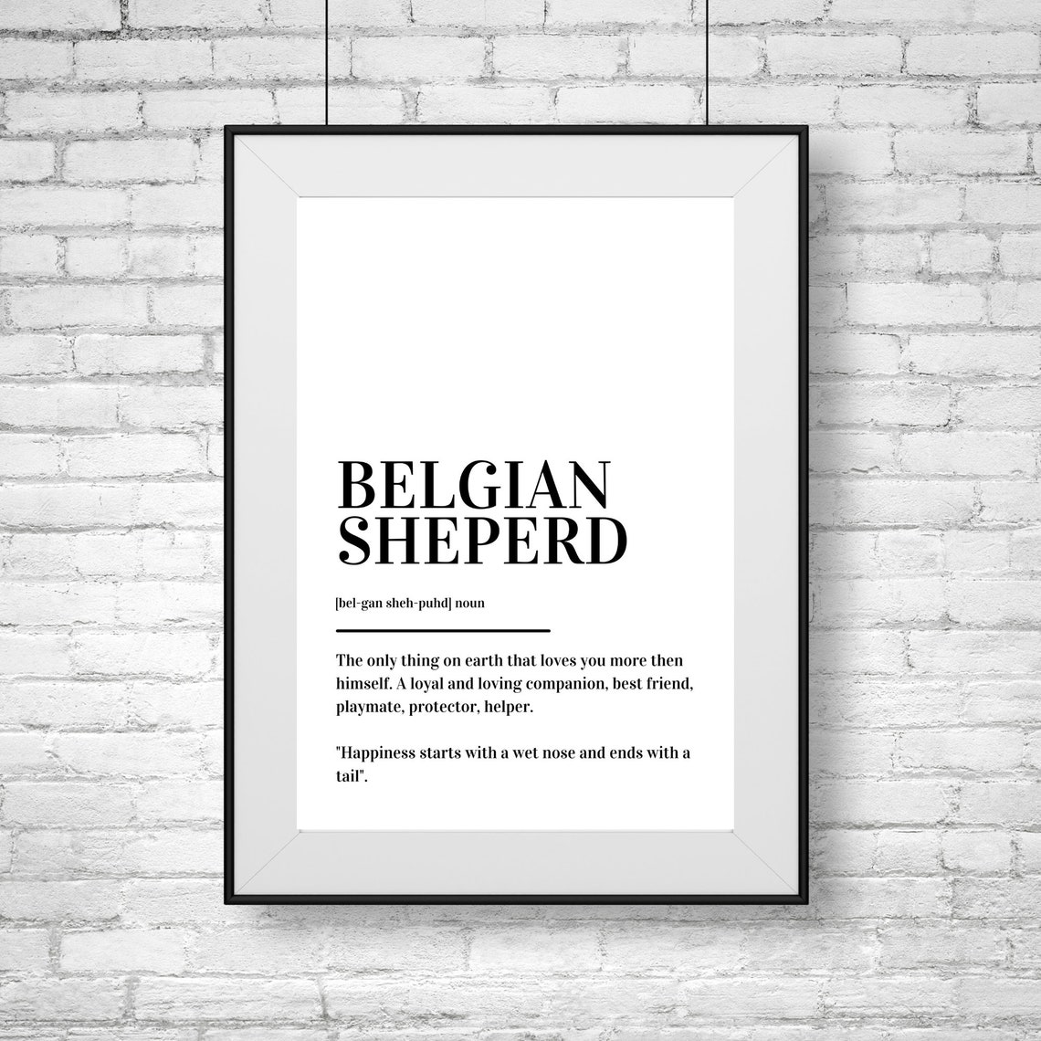 Belgian Shepherd Dog Definition Minimalist Typography Wall Poster - Image 2
