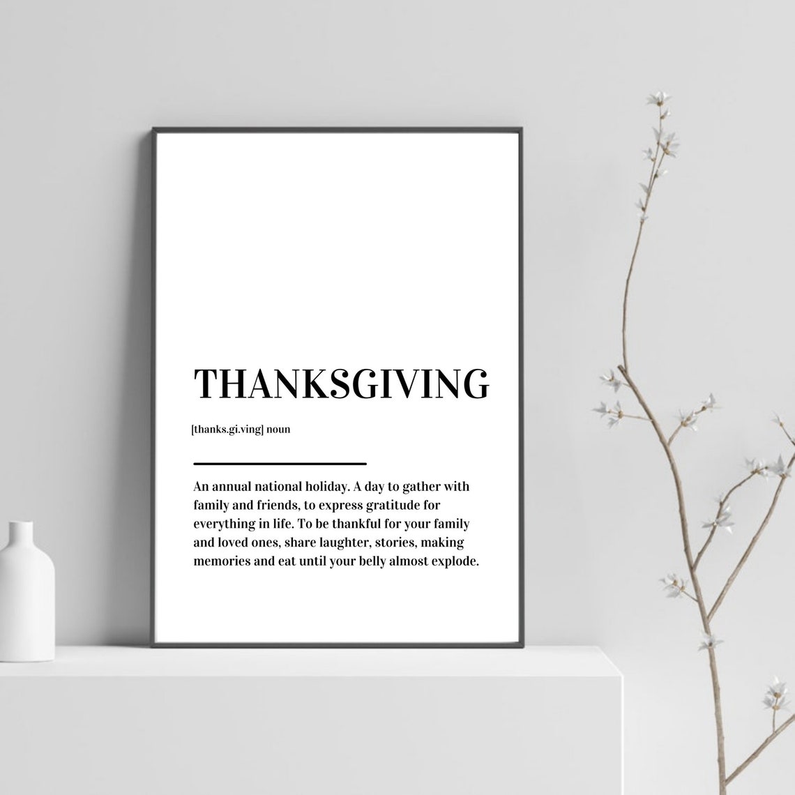 Thanksgiving Definition Holiday Quote Dictionary Style Poster