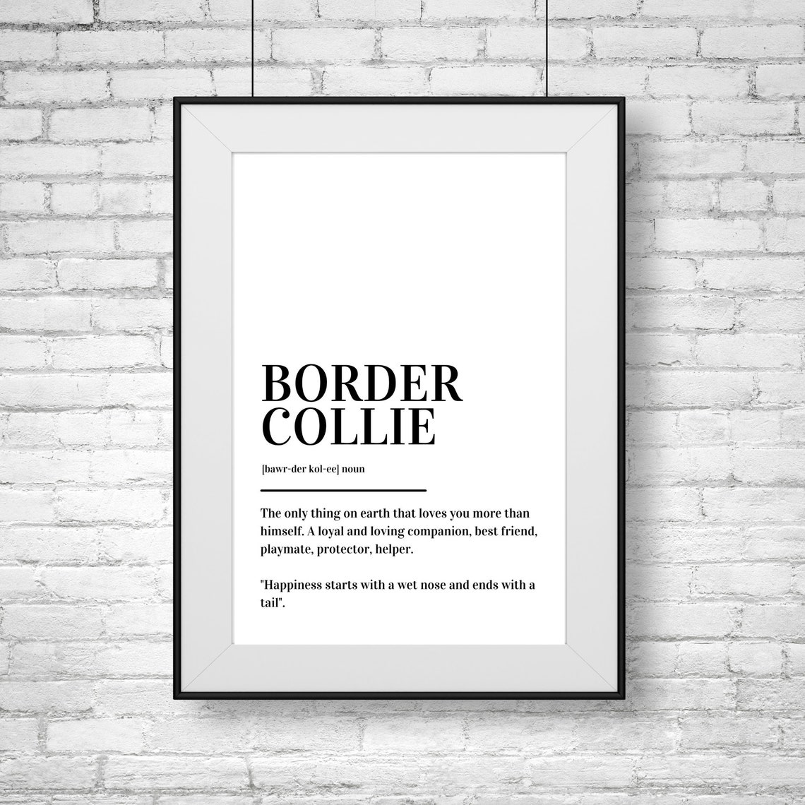 Border Collie Definition Loyal Dog Breed Minimalist Typography Poster - Image 2