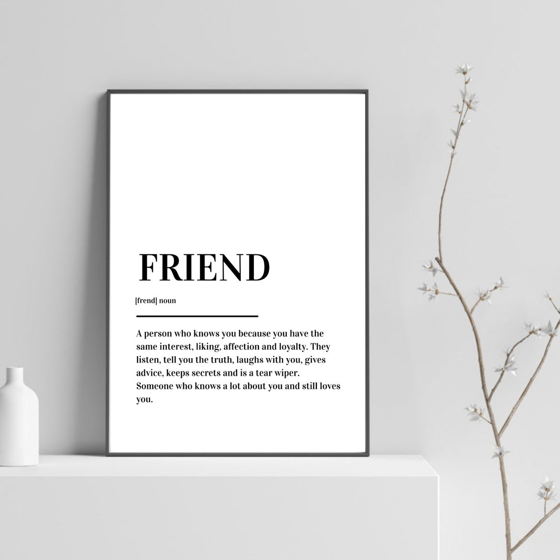 Friend Definition Best Friend Quote Dictionary Style Typography Poster