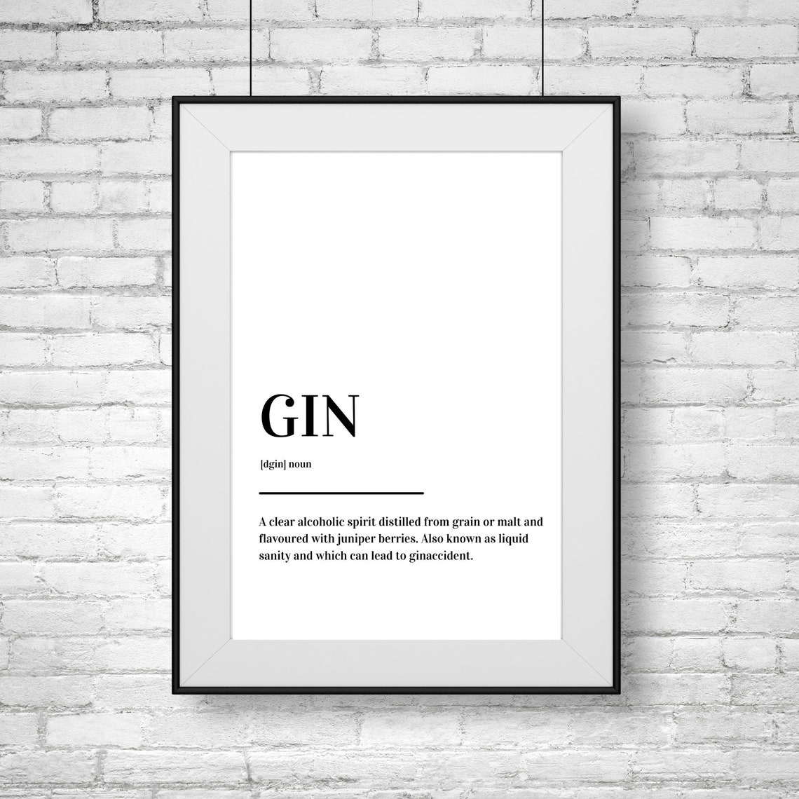 Gin Definition Funny Bar Kitchen Liquid Sanity Typography Poster - Image 2