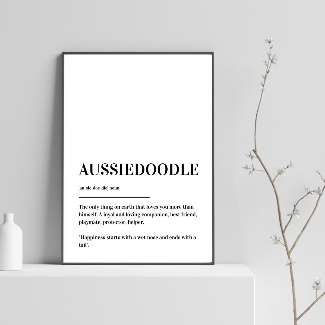 Aussiedoodle Definition Typography Dog Lover Gift Minimalist Poster