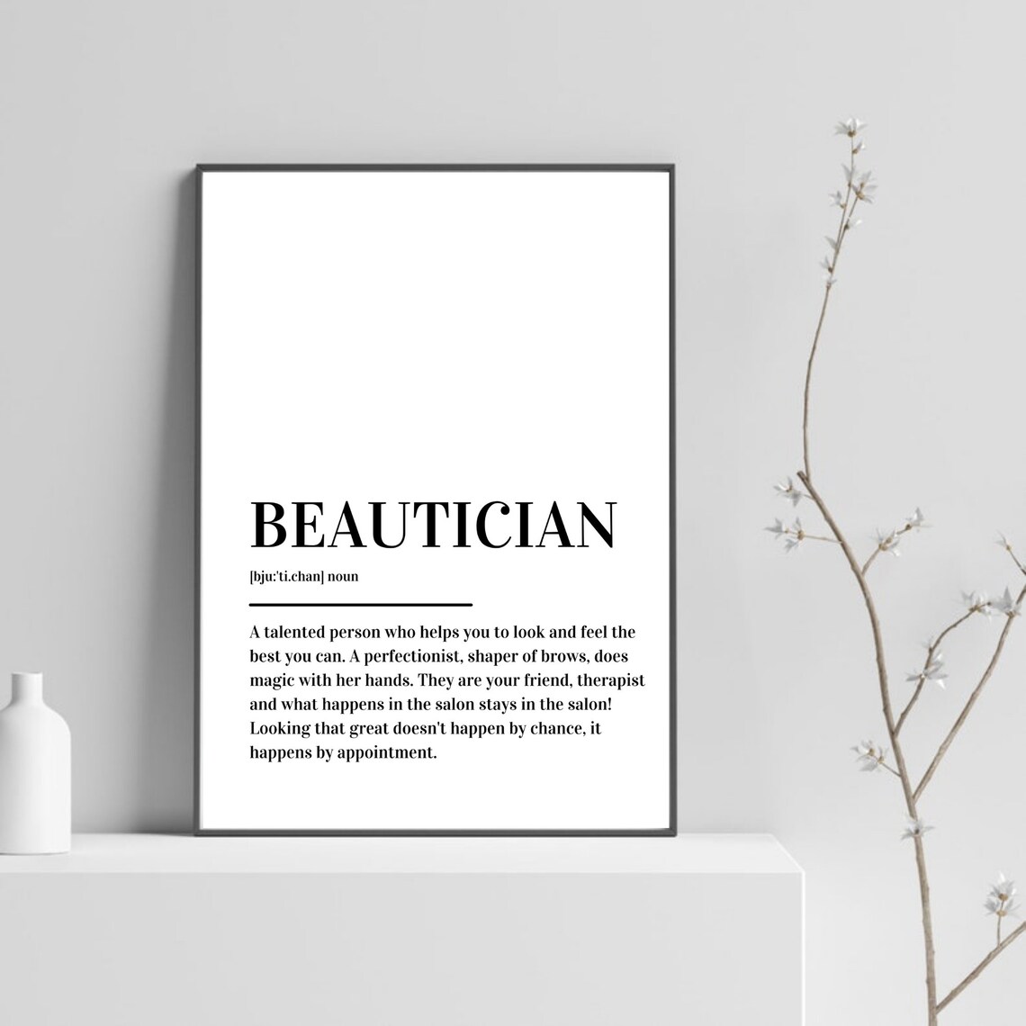 Beautician Dictionary Definition Gift For Salon Pros Minimalist Poster