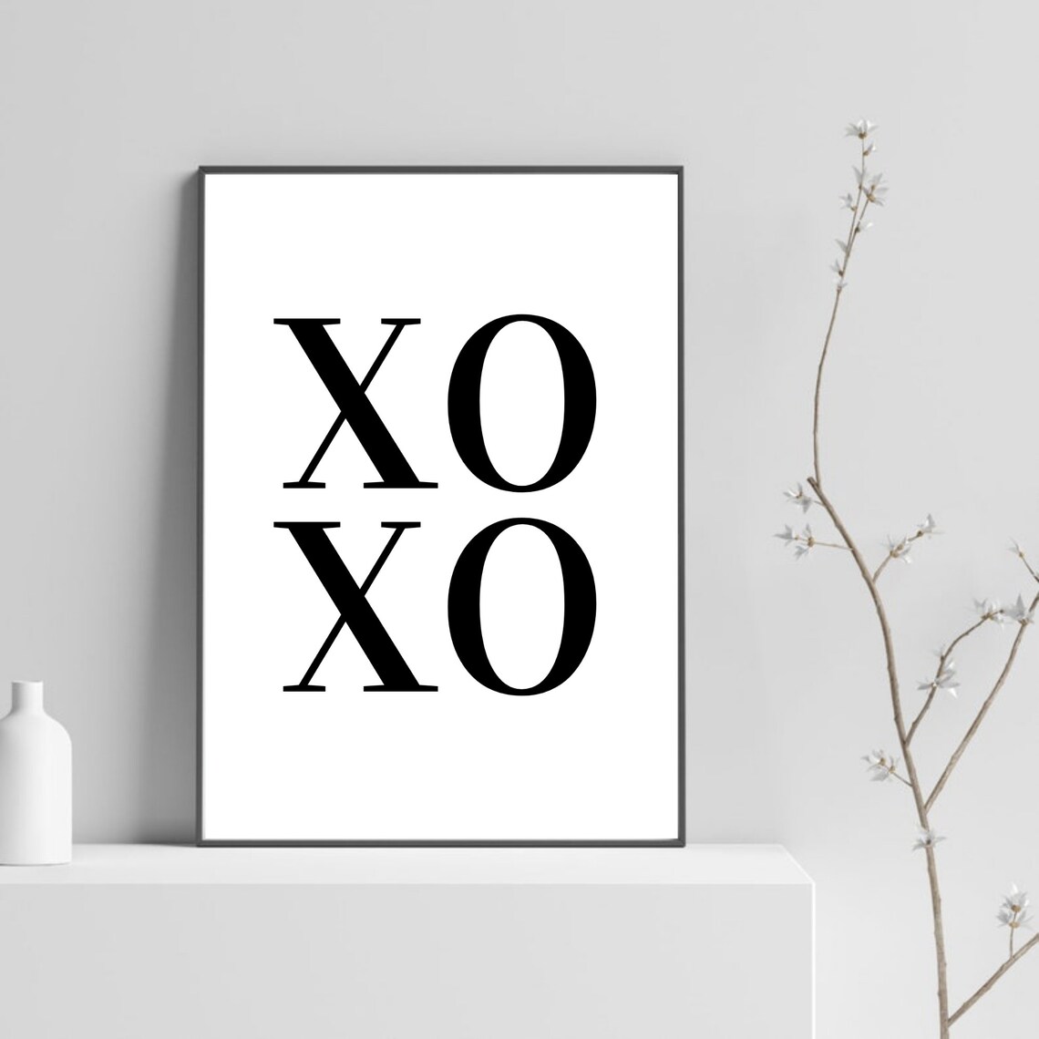 Xoxo Bold Typography Hugs Kisses Minimalist Black White Poster