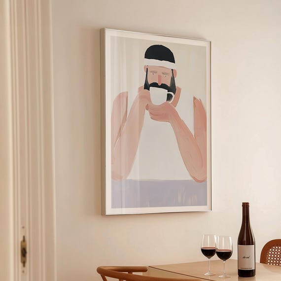Coffee Man Art Print Minimalist Nordic Decor