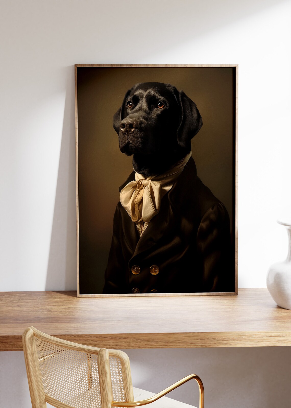 Black Labrador Renaissance Oil Painting Art Print - Image 5