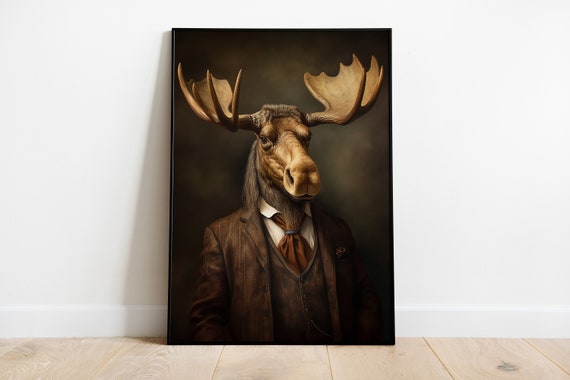 Renaissance Moose Portrait Vintage Animal Art Print