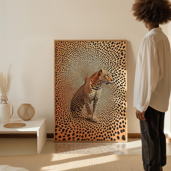 Leopard Optical Illusion Canvas Print Animal Home Decor
