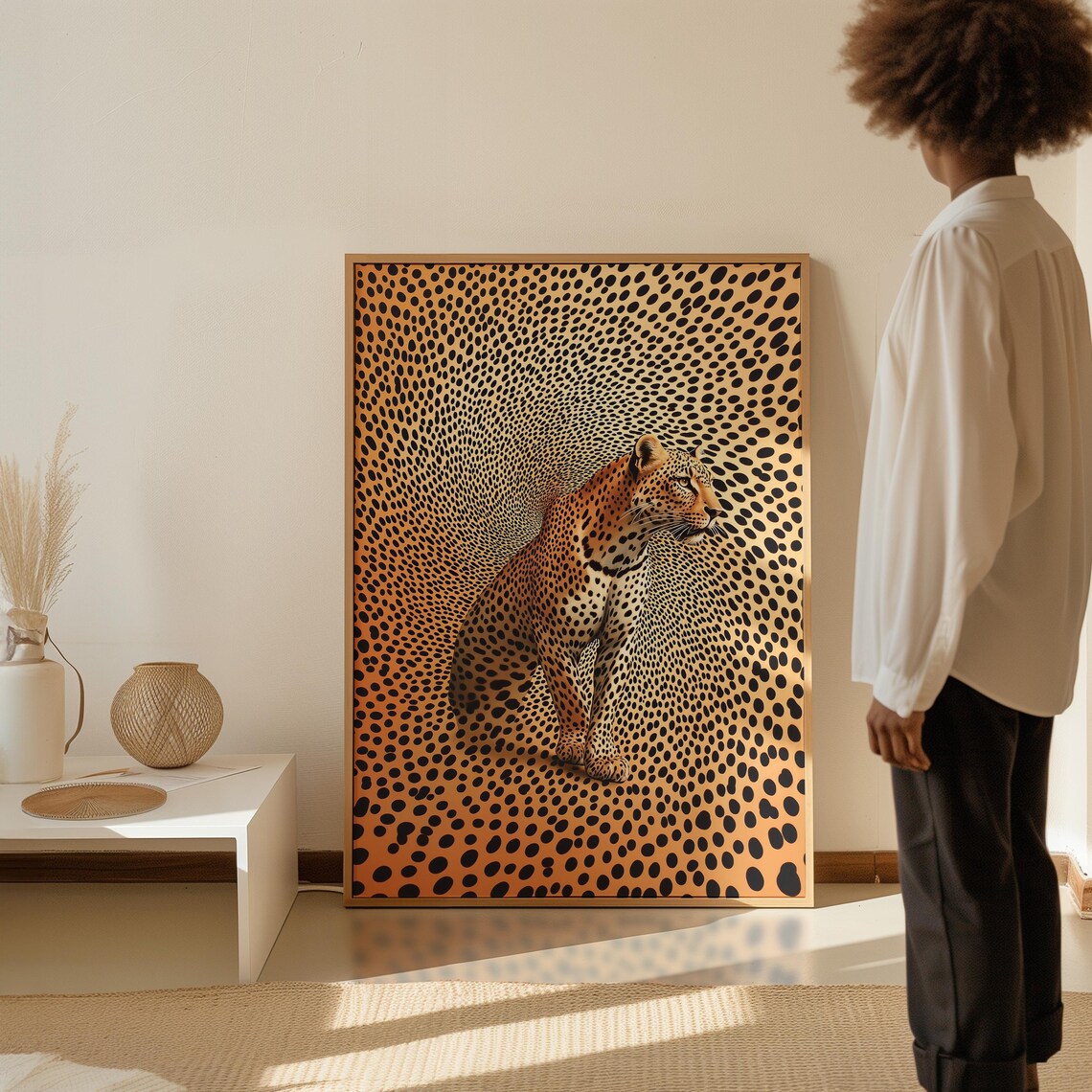Leopard Optical Illusion Canvas Print Animal Home Decor