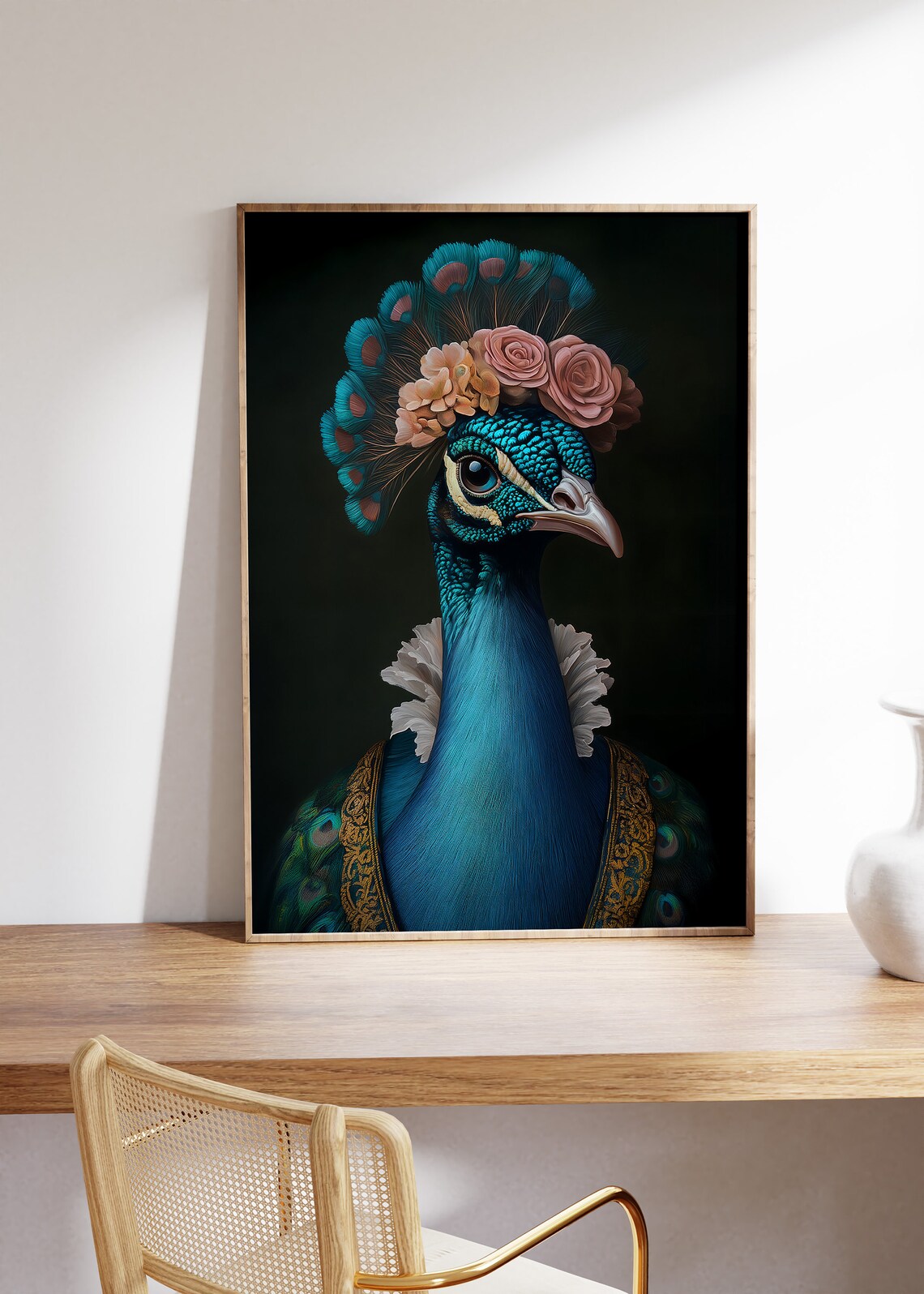 Female Peacock Victorian Bird Portrait Art Print - Image 6