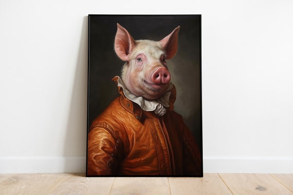 Renaissance Pig Portrait Print Funny Farm Animal Art
