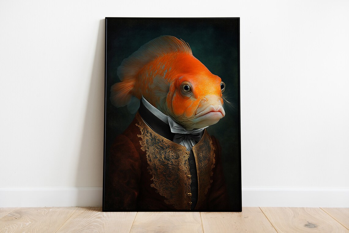Renaissance Fish Portrait Art Print, Baroque Animal