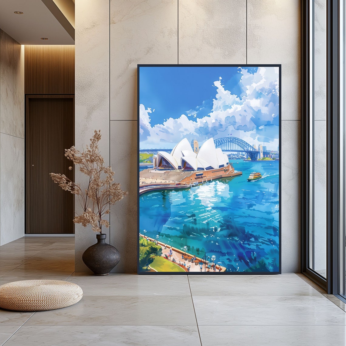 Sydney City Watercolor Travel Poster, Opera House - Image 3