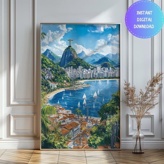 Rio De Janeiro Watercolor Travel Poster, Christmas
