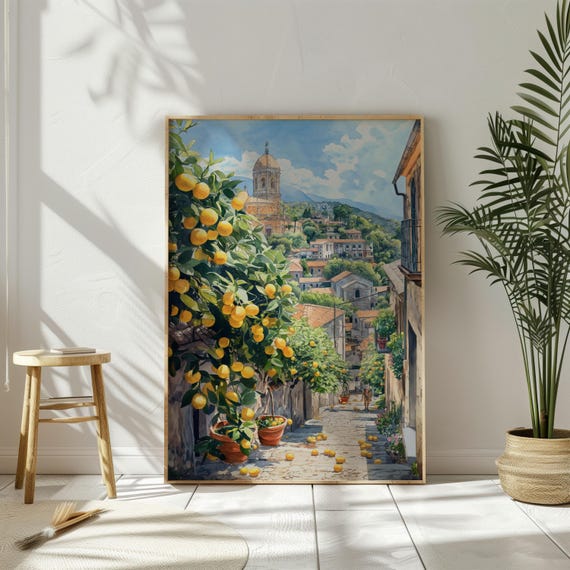 Sicily Watercolor Italy Travel Poster, Art Print