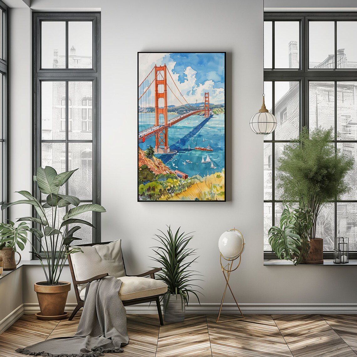 Watercolor San Francisco Travel Poster, California - Image 3