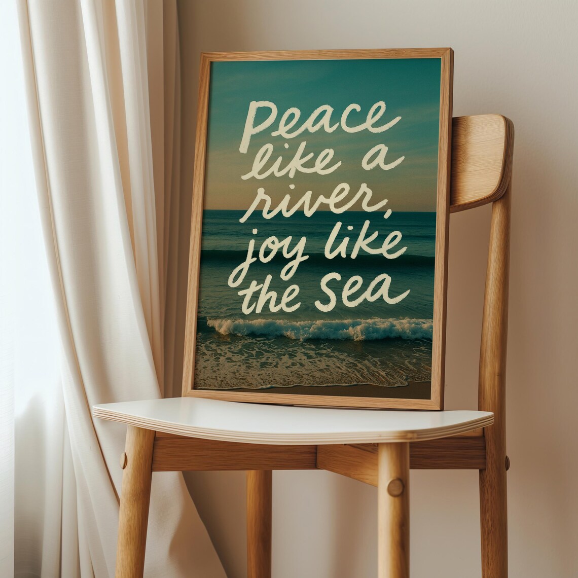 Coastal Christian Wall Art Peace Like A River Scripture Print