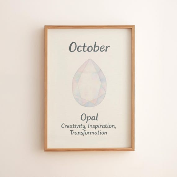 October Opal Gemstone Rustic Birthstone Wall Art Decor Inspirational Print Fall Home Gem 146