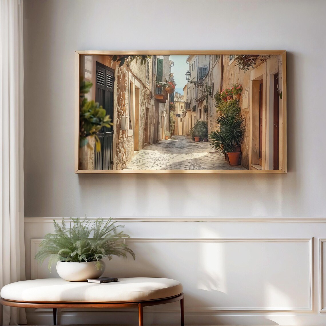 Charming Italian Old Town Cobblestone Alley Travel Photo Poster