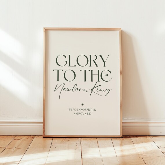 Glory To The Newborn King Christmas Carol Lyrics Elegant Holiday Art Print