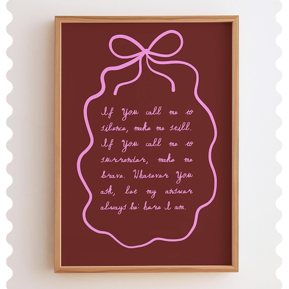 Here I Am Prayer Pink Bow Christian Coquette Quote Art Poster