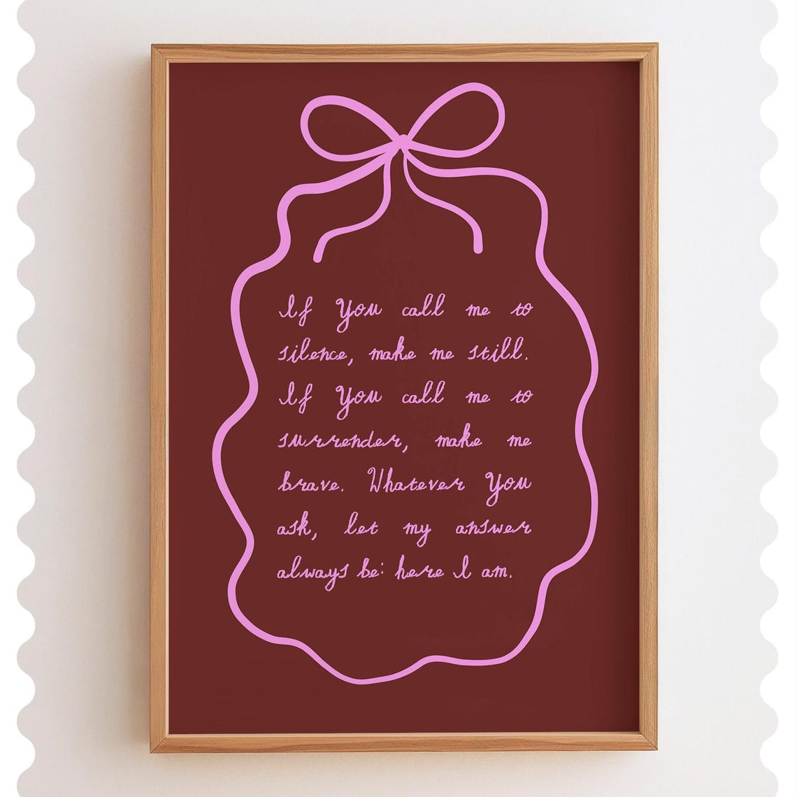 Here I Am Prayer Pink Bow Christian Coquette Quote Art Poster