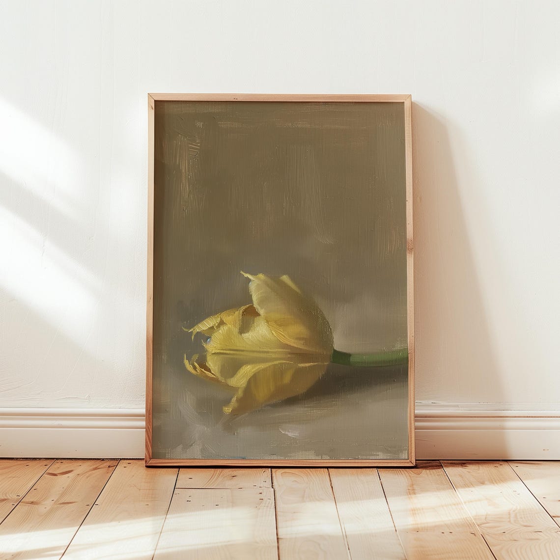 Vintage Yellow Tulip Print Botanical Still Life Art