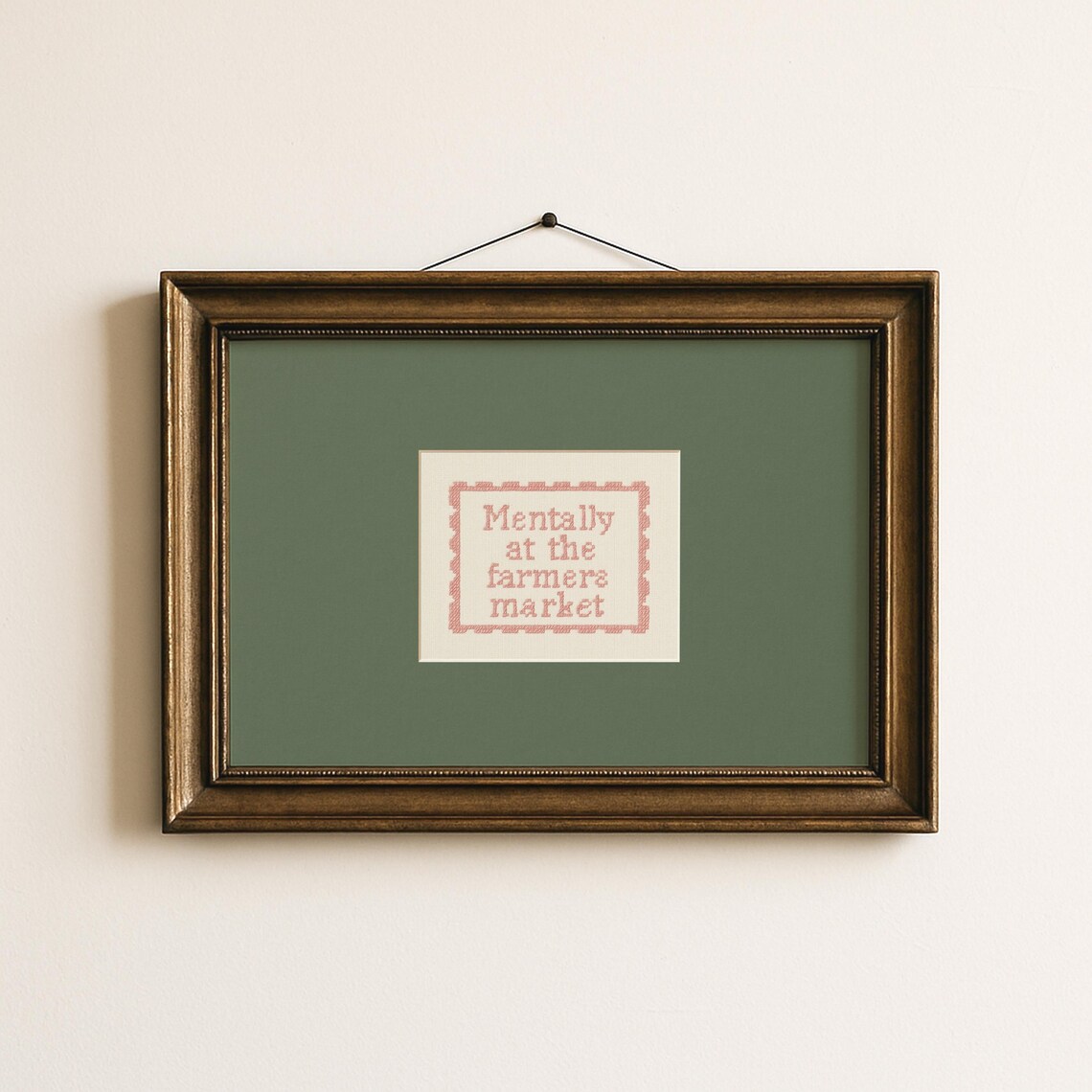 Mentally at the Farmers Market Cross Stitch Funny Quote Poster