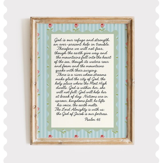Psalm 46 Farmhouse Print Vintage Floral Christian Wall Art
