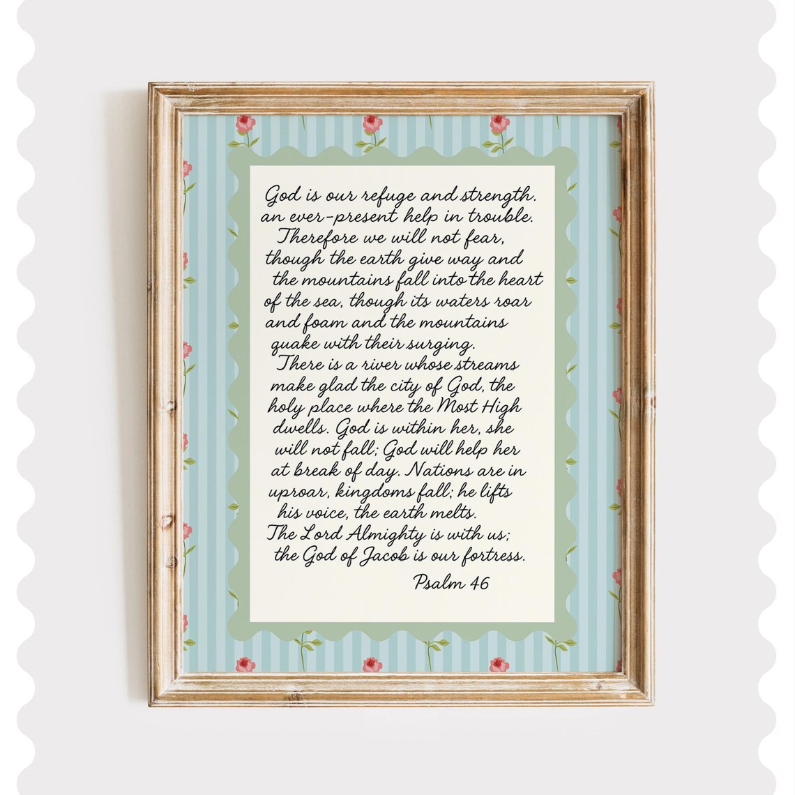 Psalm 46 Farmhouse Print Vintage Floral Christian Wall Art