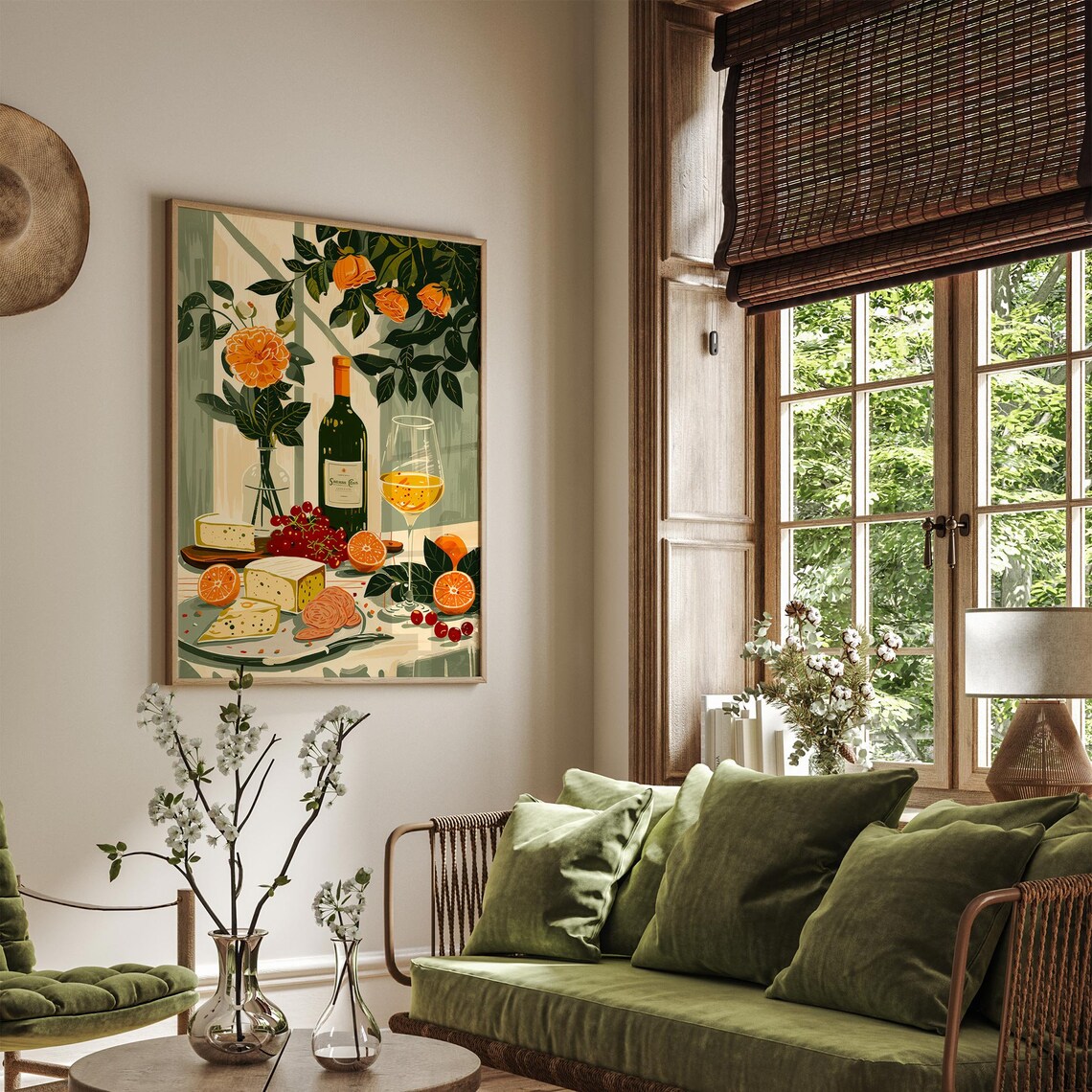 Retro Dinner Table Mediterranean Food Art Print - Image 2