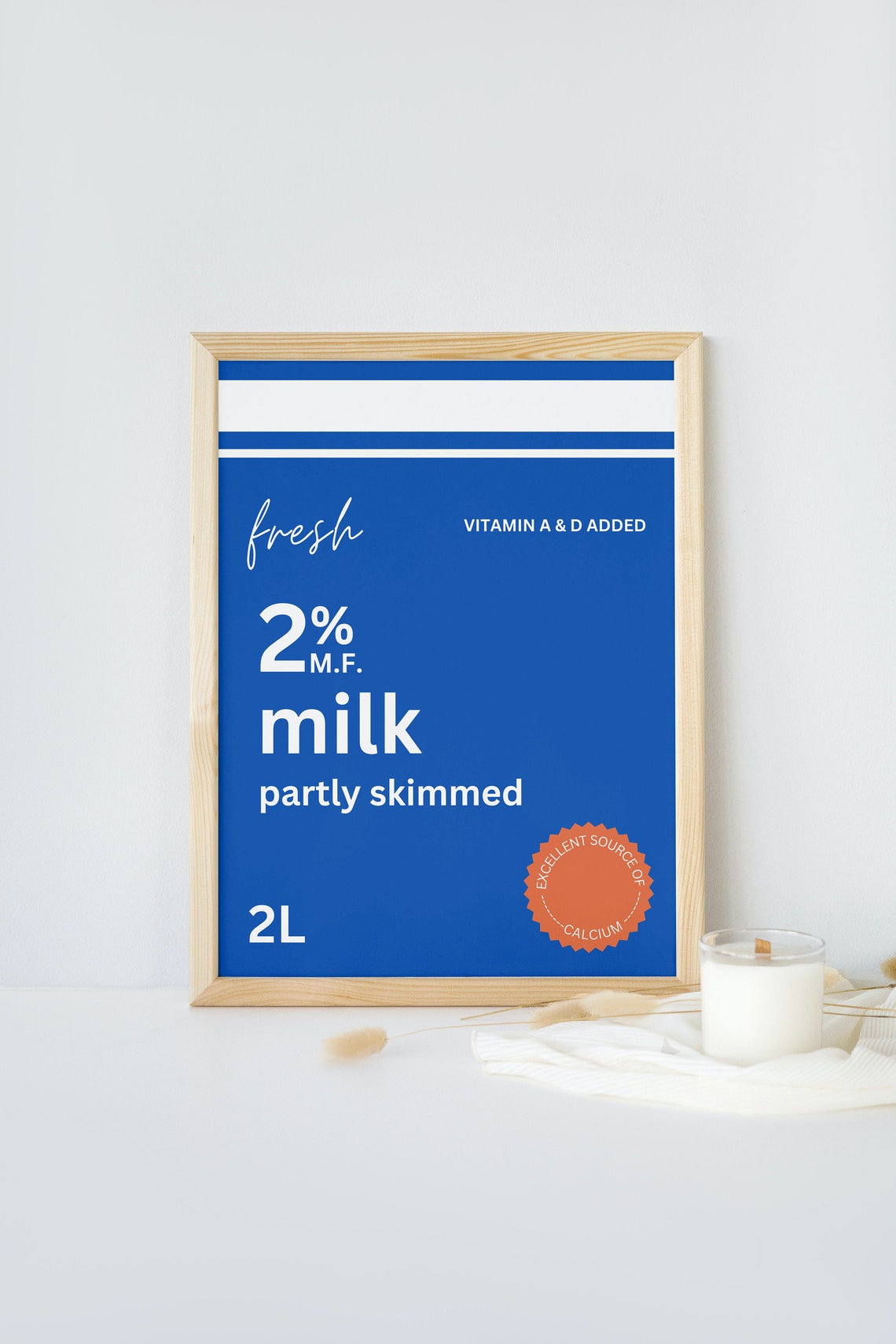 Canadian Style 2 Percent Milk Bag Label Retro Blue Kitchen Poster - Image 3