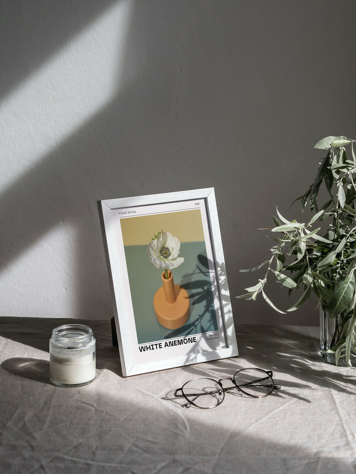 White Anemone Art Print, Delicate Floral Wall Art - Image 2