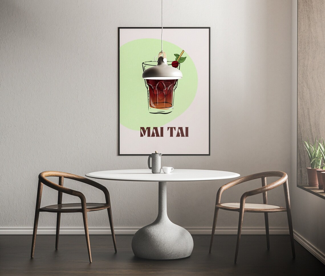 Mai Tai Cocktail Art Print, Bar Cart Decor - Image 2