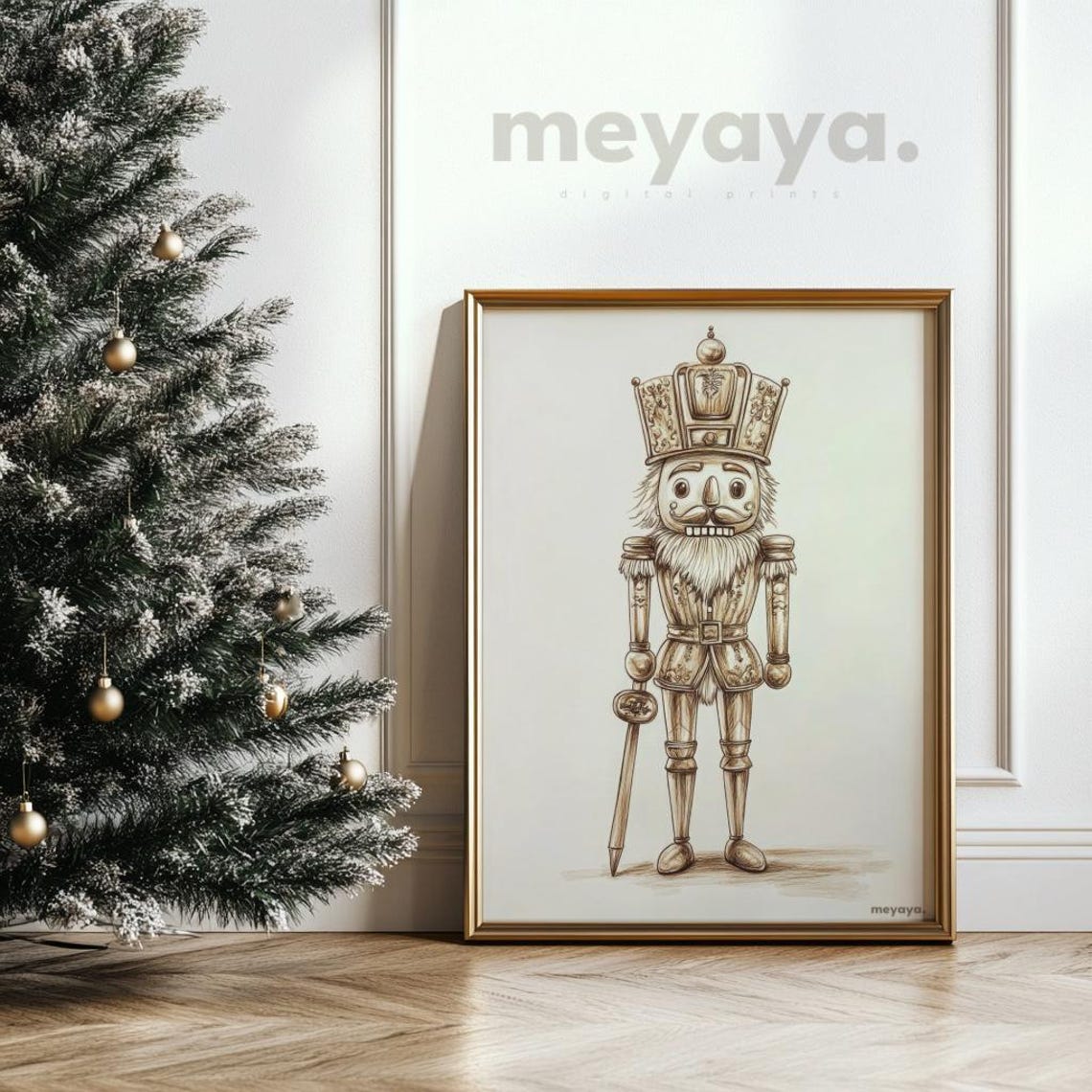 Nutcracker Sketch Sepia Line Art Vintage Christmas Soldier Poster - Image 5