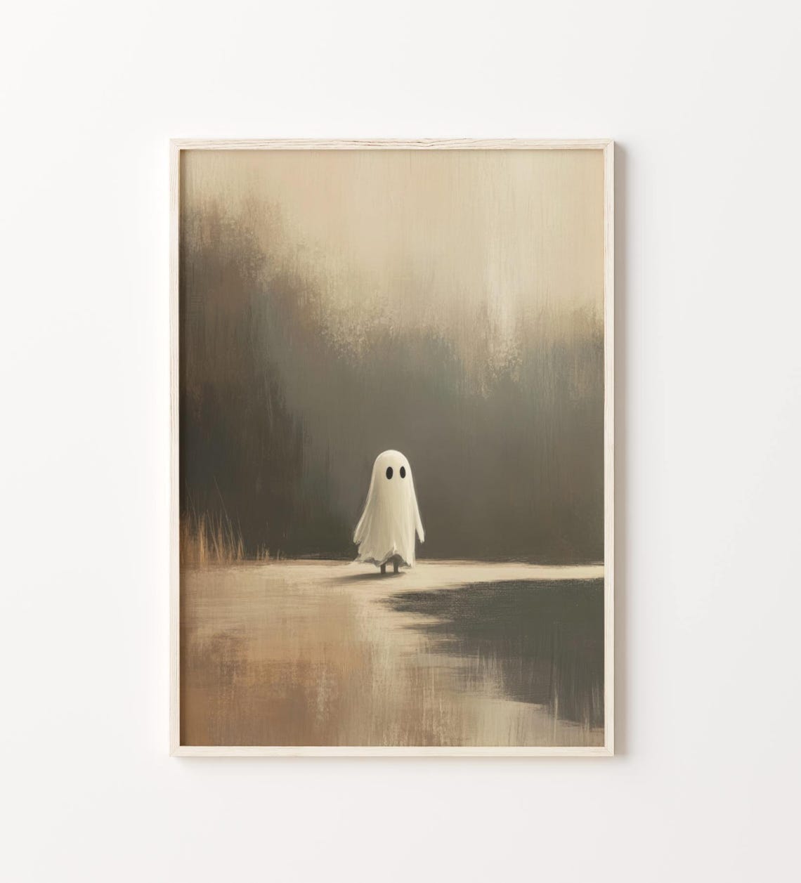 Lonely Ghost on a Misty Path Moody Dark Painting Art Wall Poster - Image 5