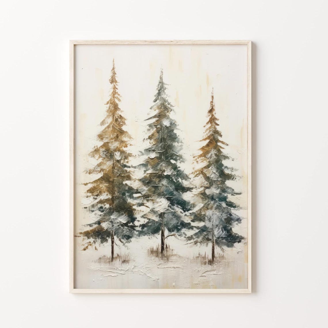 Three Snowy Pine Trees Impressionist Winter Holiday Forest Poster - Image 4