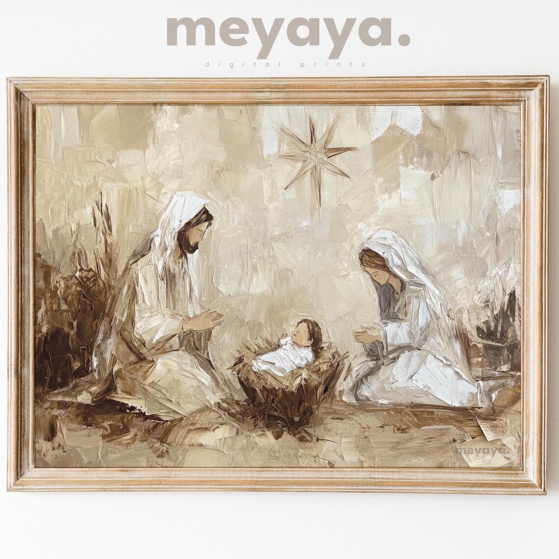 Vintage Nativity Scene Christian Christmas Art Print