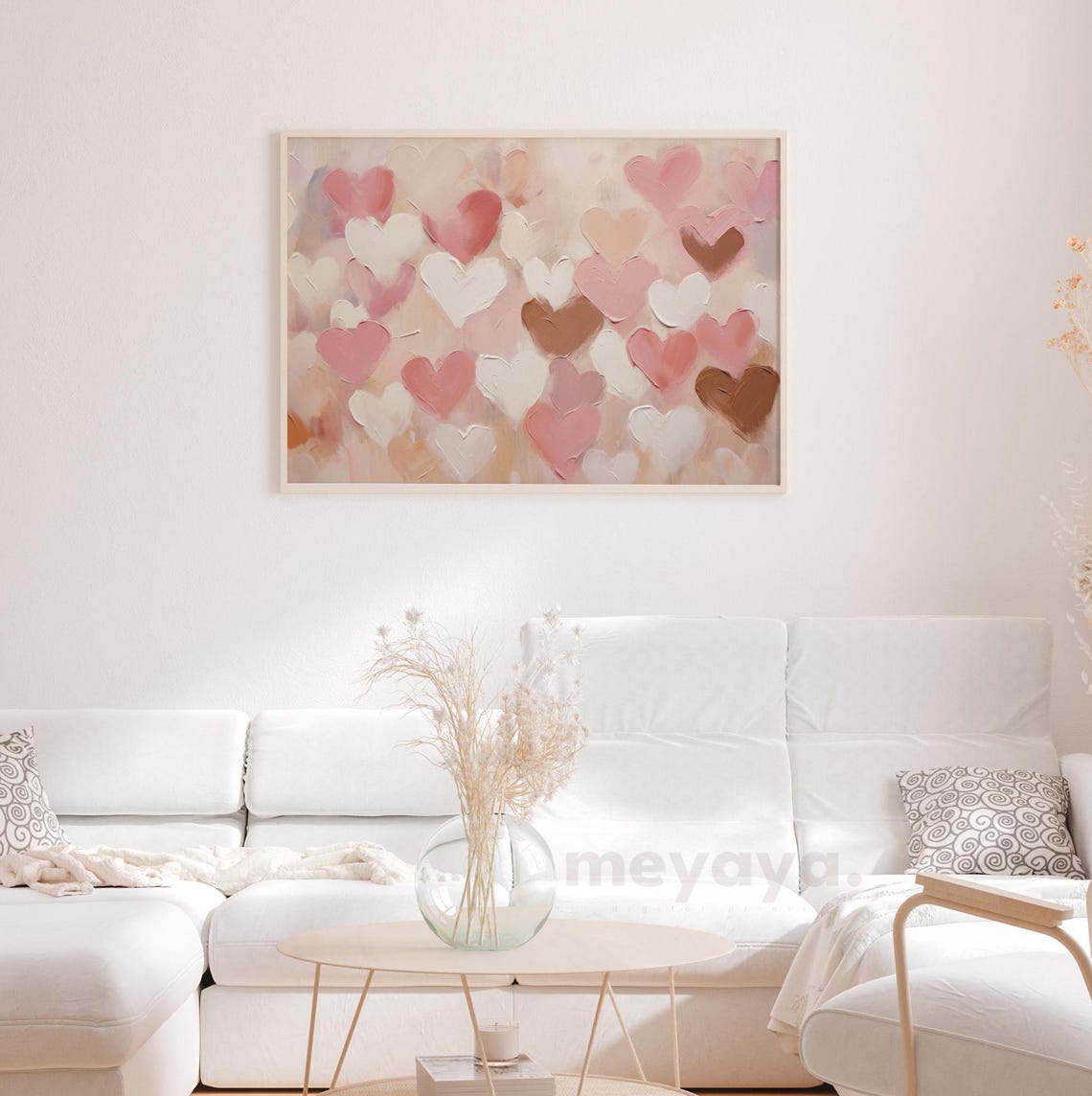 Vintage Valentines Wall Art Pink Heart Painting Love Heart Print Moody Valentine Decor Girly Preppy Heart Art Print Instant Download - Image 2