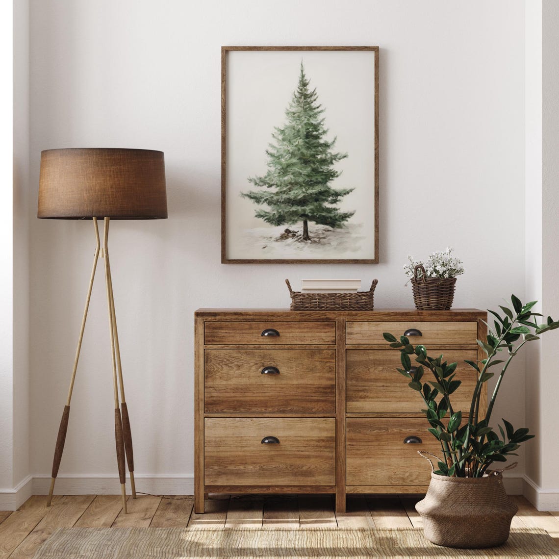 Lone Evergreen Pine Tree Simple Minimalist Winter Christmas Poster - Image 6