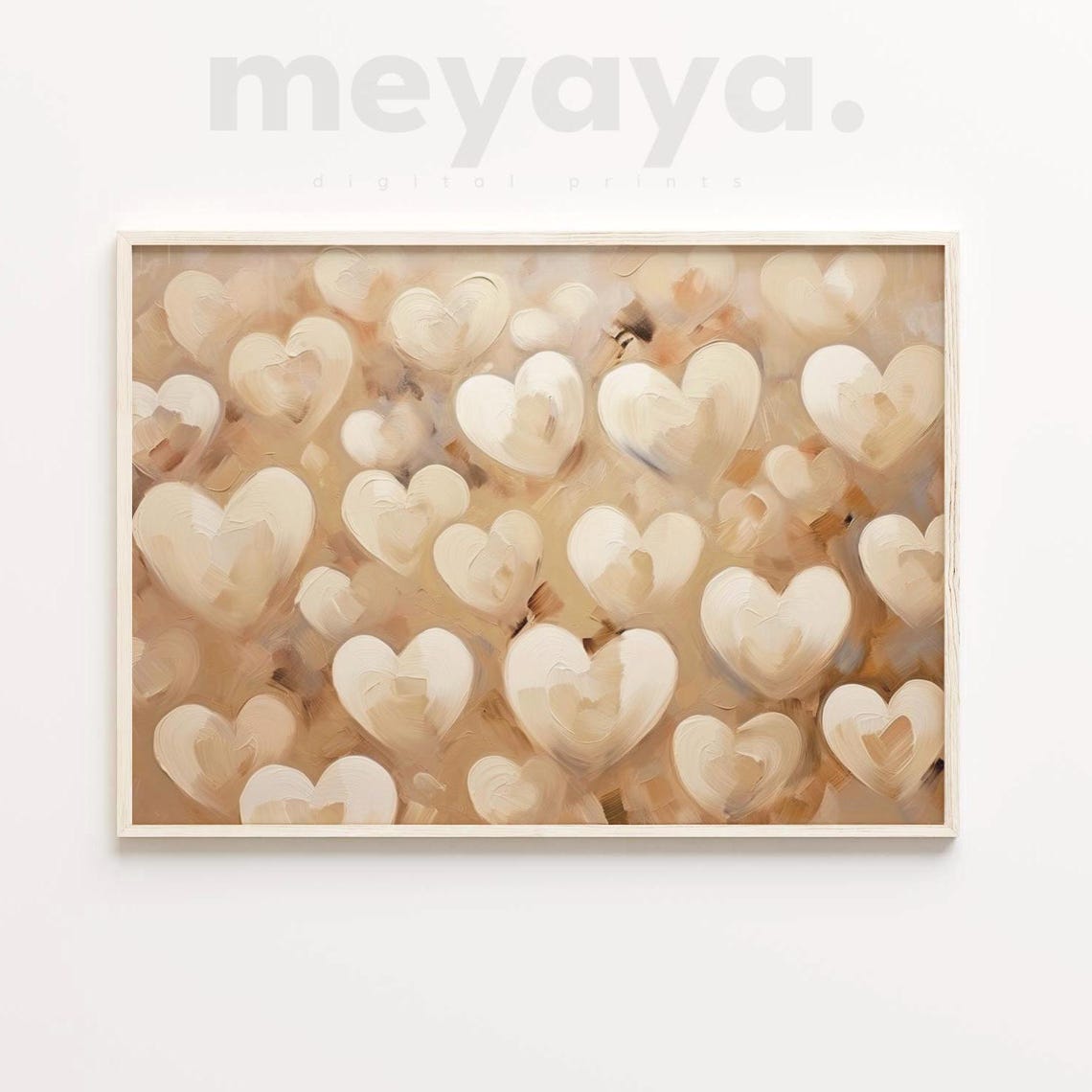 Ivory Cream Hearts Blush Beige Textured Soft Valentine Poster - Image 3