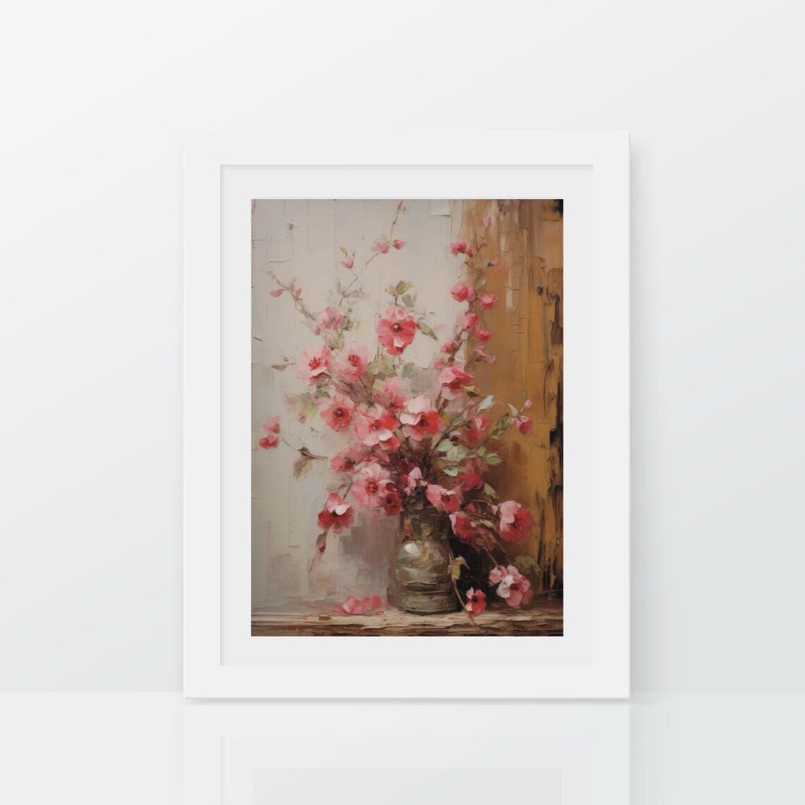 Pink Blossoms In Glass Vase Romantic French Country Floral Poster - Image 2