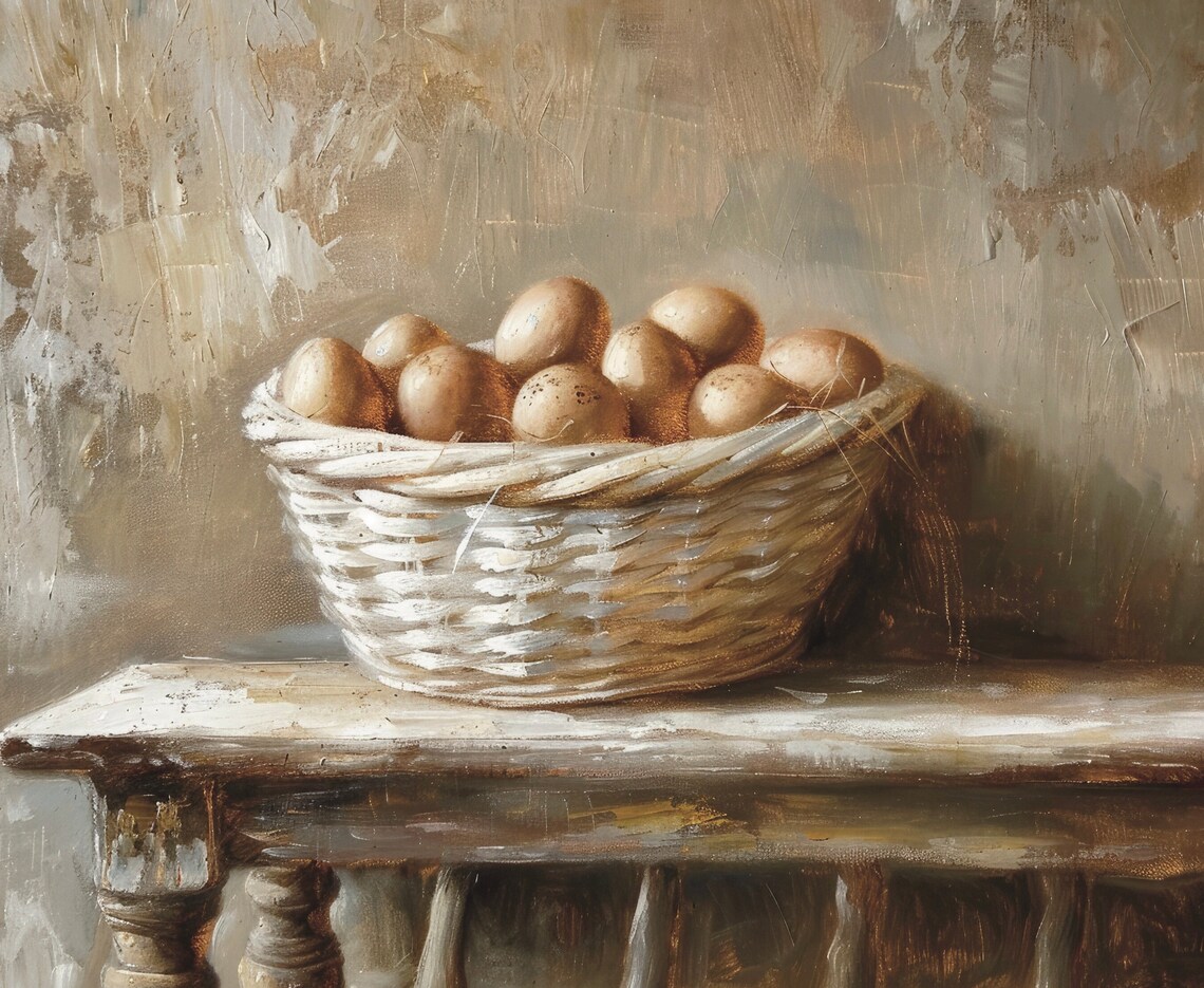 Woven Basket Of Eggs Rustic Country Kitchen Vintage Farmhouse Poster - Image 6