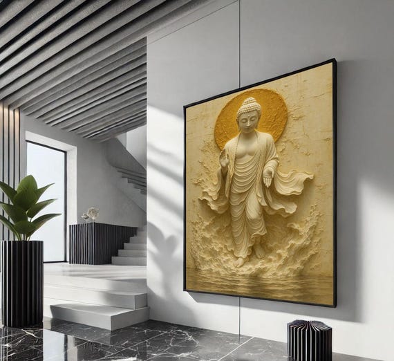 Serene Buddha Meditation Canvas Wall Art Print Zen Living Room Decor Statement Piece