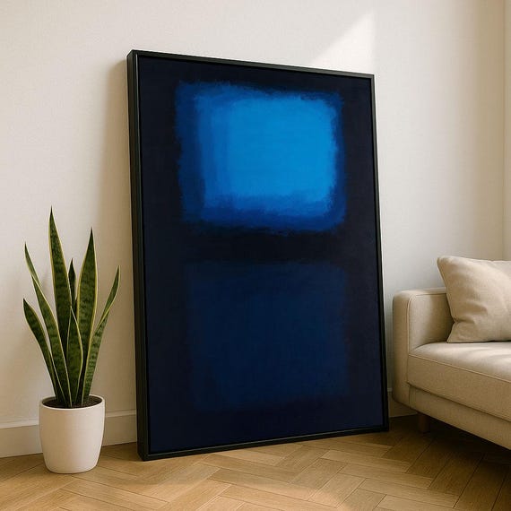 Bold Blue Rothko Style Color Field Canvas Wall Art Print Modern Living Room Decor Statement Piece
