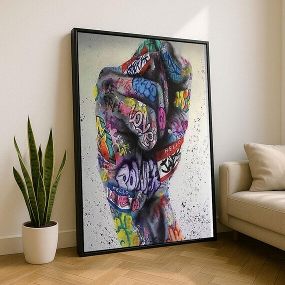 Colorful Graffiti Fist Love Power Bold Street Art Urban Poster