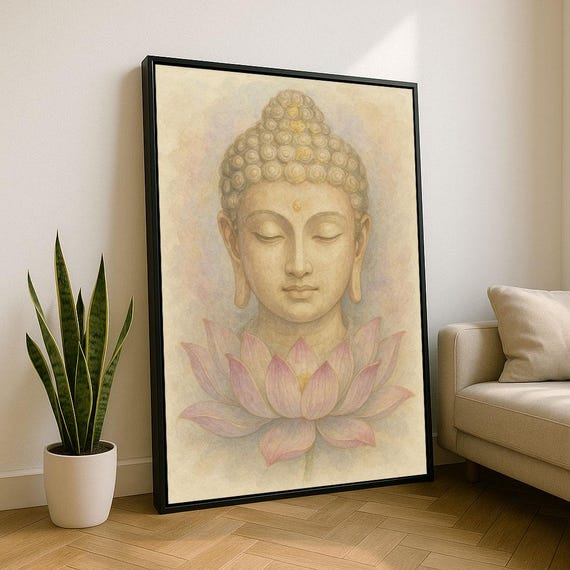 Tranquil Buddha And Canvas Wall Art Print Zen Living Room Decor Ready To Hang