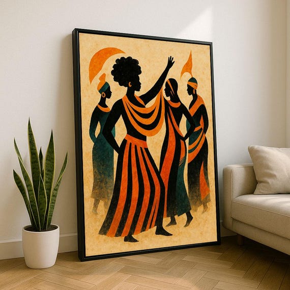 Bold African Women Celebration Canvas Wall Art Print Modern Living Room Decor Statement Piece