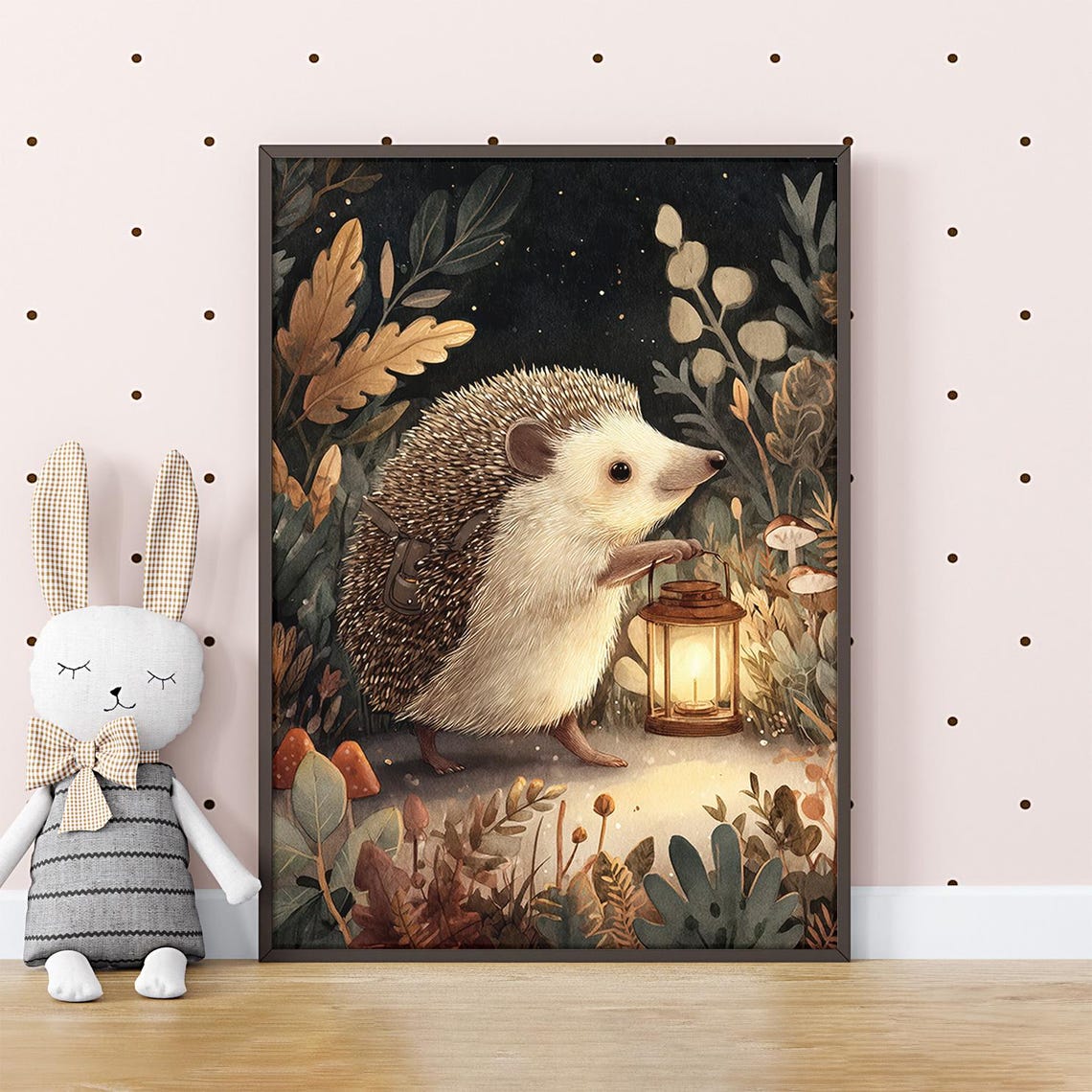 Hedgehog Nursery Print Cute Forest Animal Art