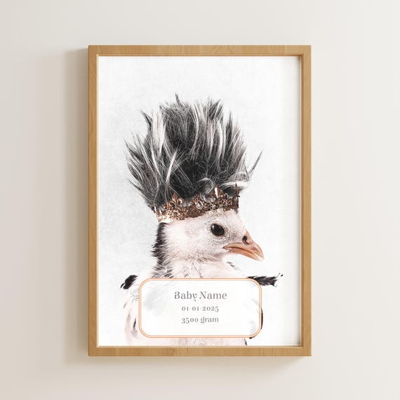 Baby Name Chick Poster Nursery Wall Art Animal Decor Birth Stats Print Newborn Gift Shower Cute Room